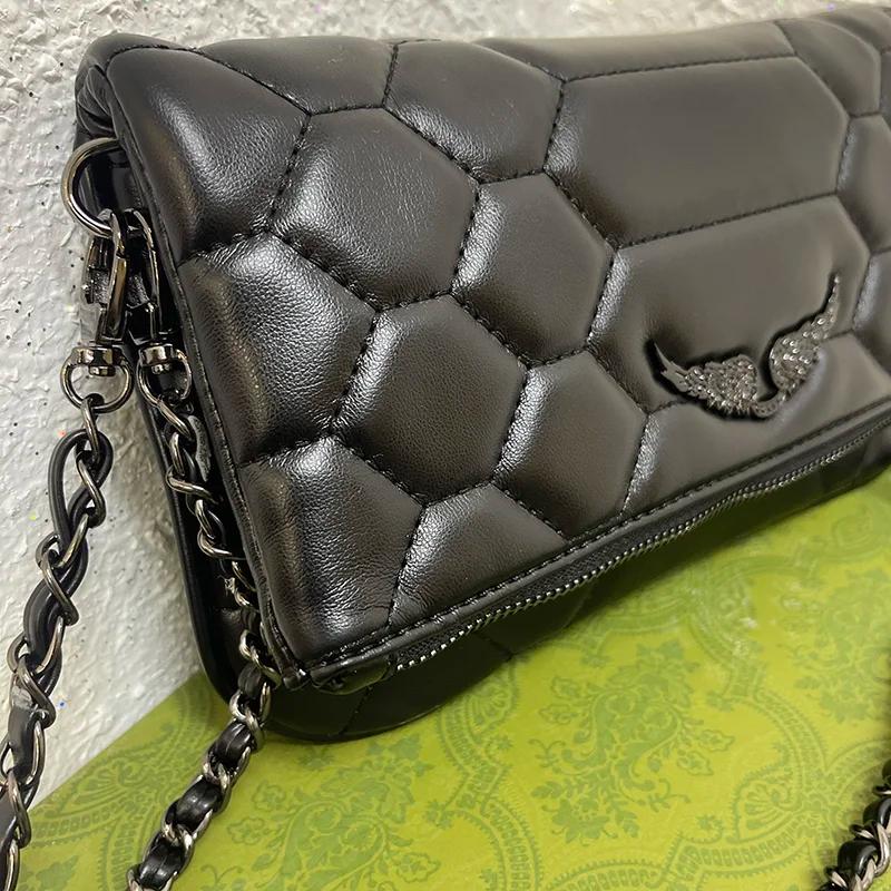 Sac bandoulière pour femme, sacs à épaule de créateur avec décoration en forme d'aile, accessoire de
