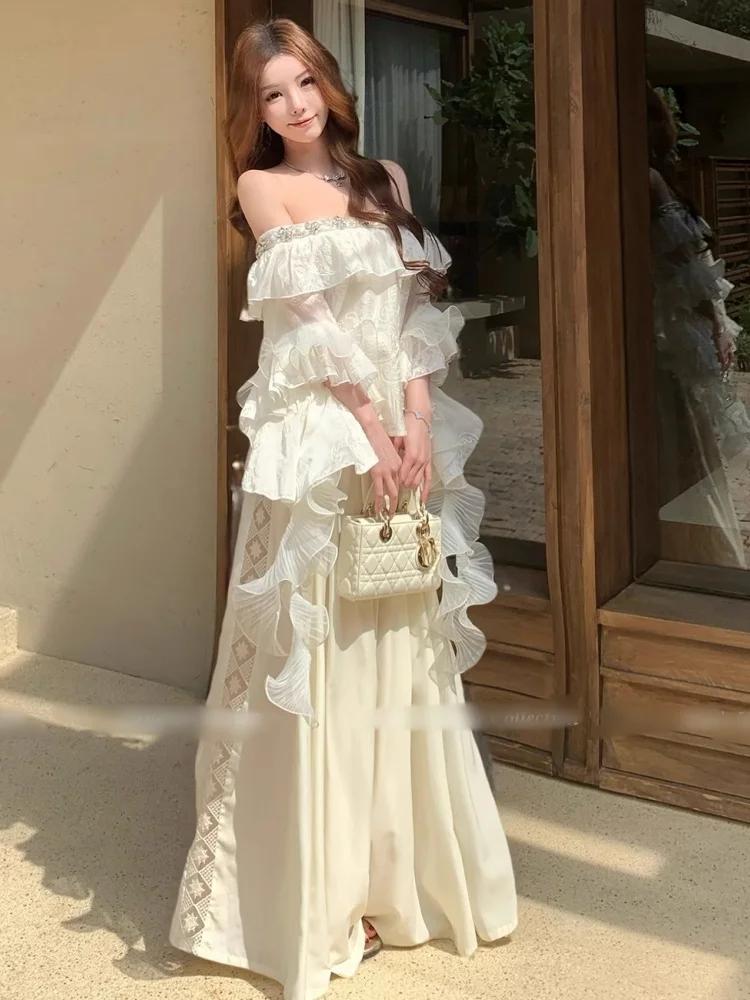 SMTHMA Haut brodé de luxe de haute qualité avec col en V élastique et diamants