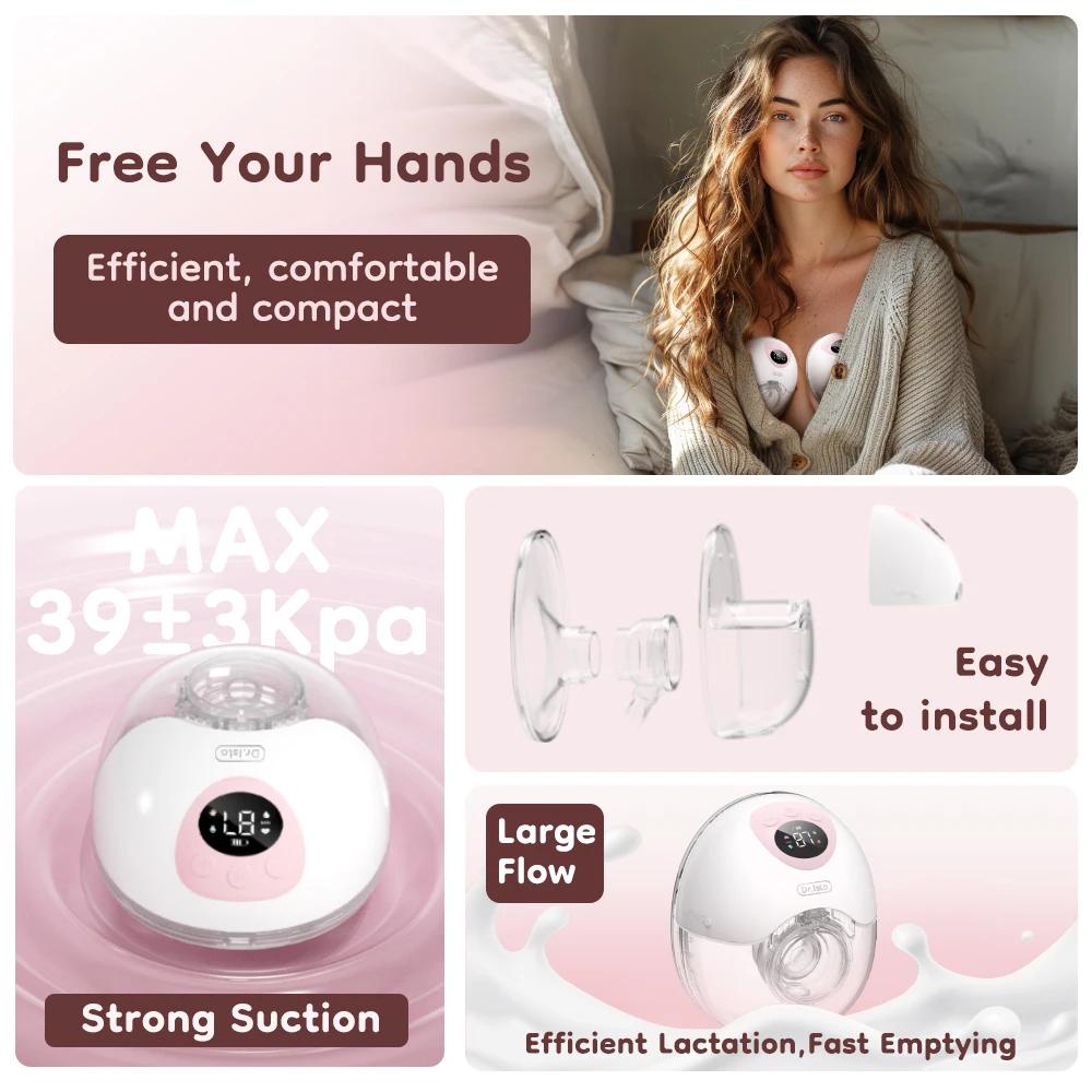 MAMIJOY 2 pièces tire-lait électrique portable 4 Modes 36 niveaux d'aspiration silencieux anti-fuite