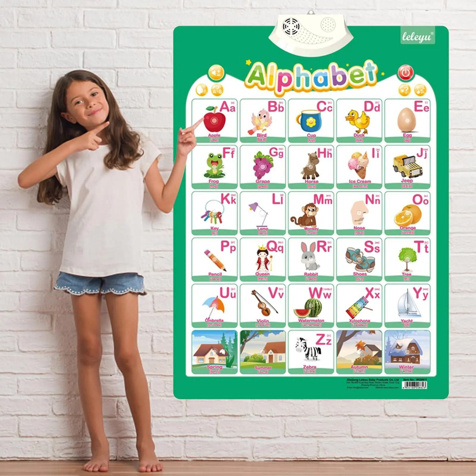 Affiche parlante anglaise, chiffres de l'alphabet, Fruits, animaux, tableau mural électronique inter