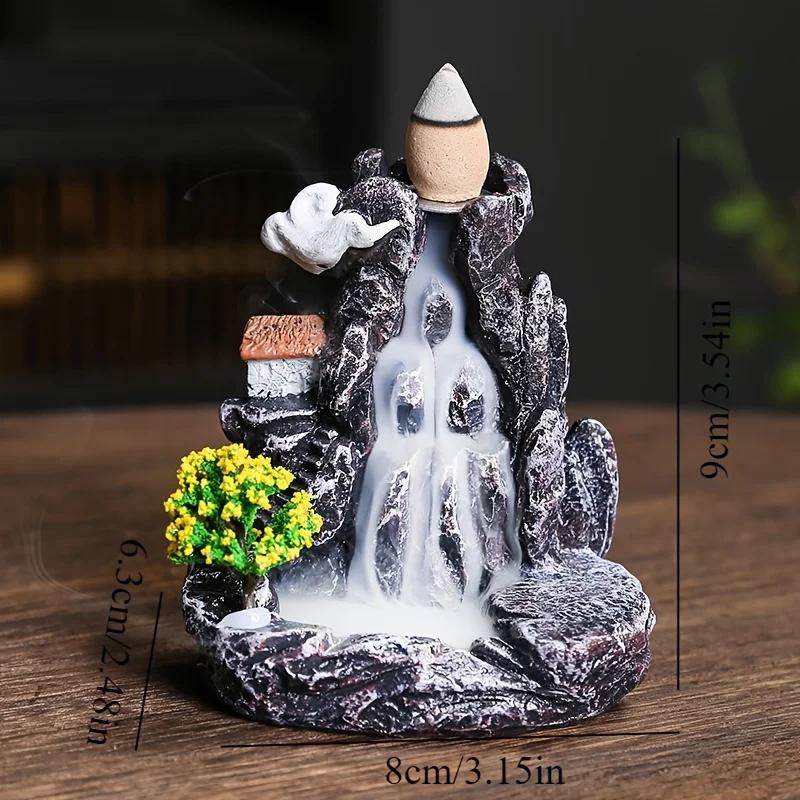 Brûleur d'encens montagnes rivière cascade parfum cheminée reflux arôme fumée Zen encensoir décorati