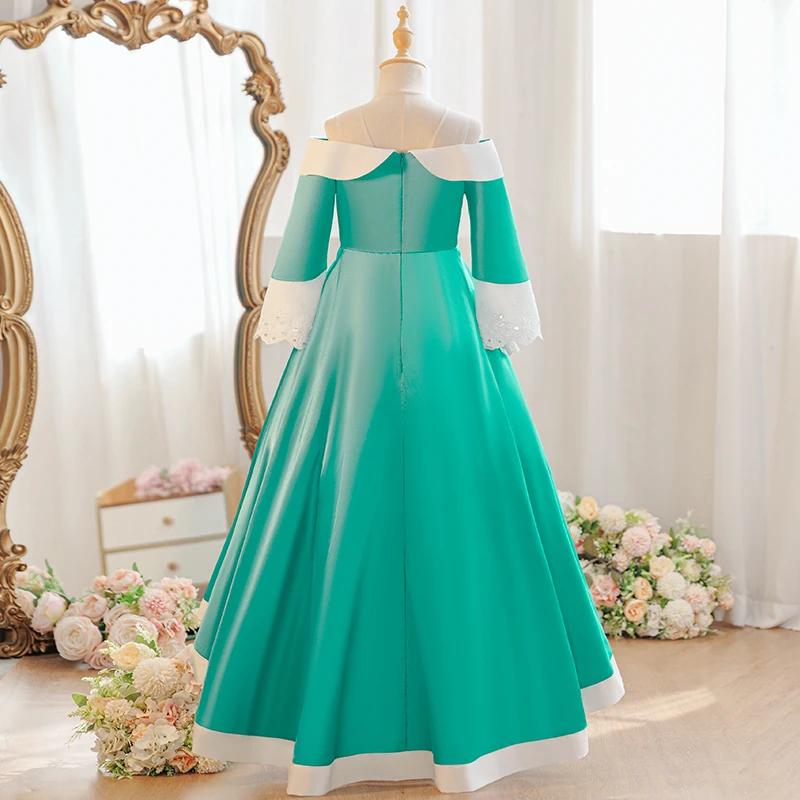 Robe verte pour fille, costume de princesse, jeu de rôle, fête, Halloween, carnaval, robe d'annivers