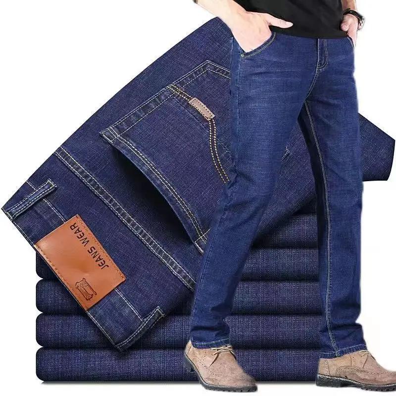 Jeans élastiques à coupe droite pour hommes, pantalons décontractés de style nouveau et populaire po