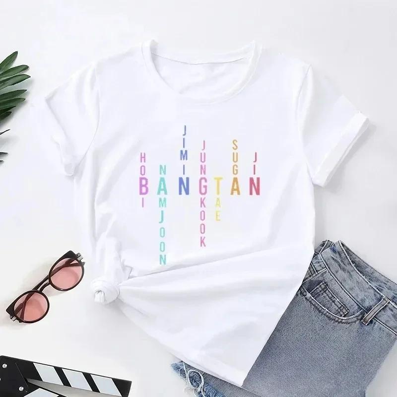 Nueva camiseta con imprimé de letras para mujer camiseta informal de moda versión coreana para mujer