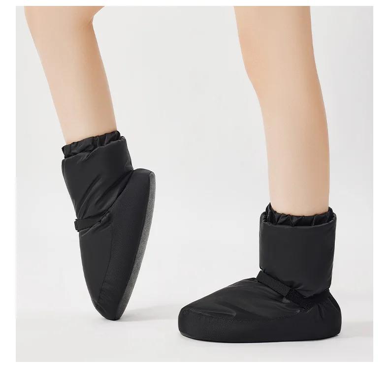 Chaussures de danse d'hiver pour femmes, bottes d'échauffement de Ballet à Clip, bottines en coton à