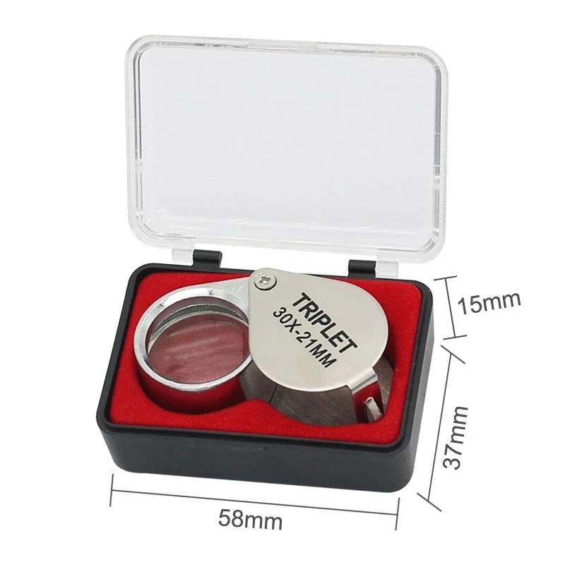 Loupe de poche pour bijoutiers, loupe de poche 10-30X, Loupe de bijoux pliable, Diamant Lupa Triplet