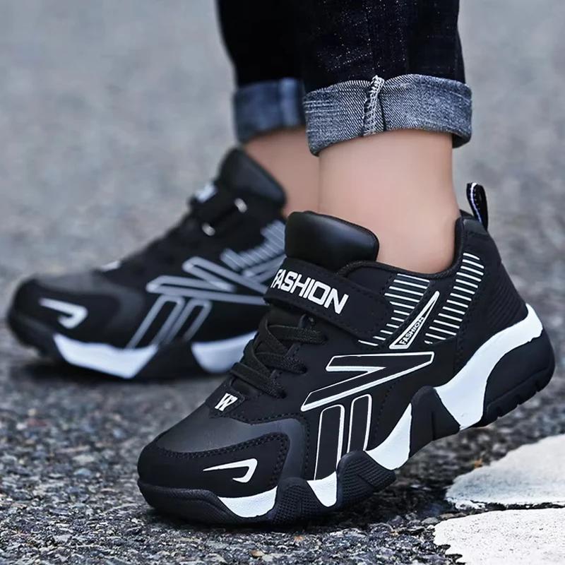 Chaussures de course confortables en cuir pour enfants, baskets légères, chaussures de tennis pour g