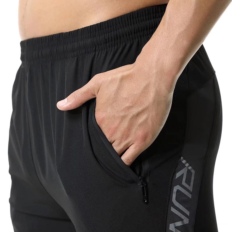 Pantalon de course réfléchissant pour hommes, fermeture éclair, pantalon de sport, d'entraînement, d