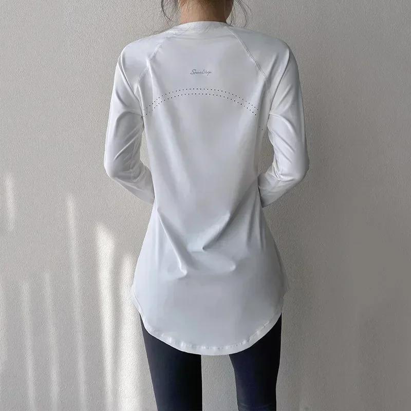 Nouvelle chemise de yoga ajustée à manches longues, vêtements de sport de course à pied d'exercice d