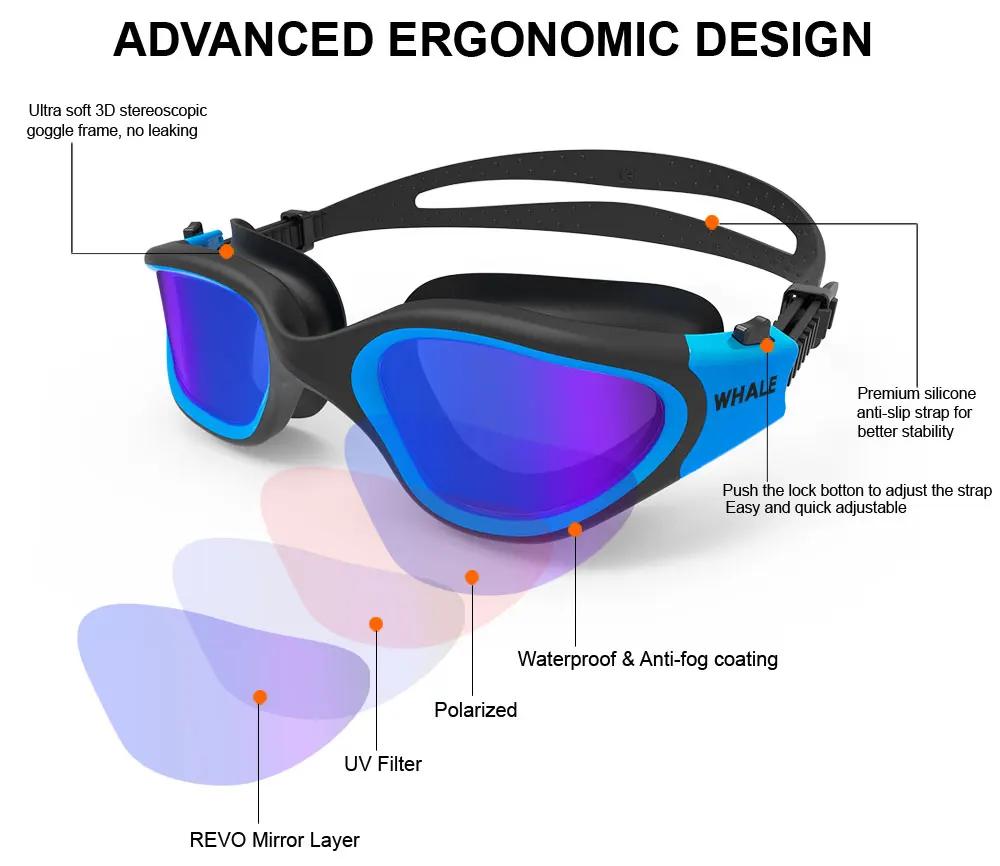 Lunettes de natation polarisées pour adultes, Anti-buée, Protection UV, lentille pour hommes et femm