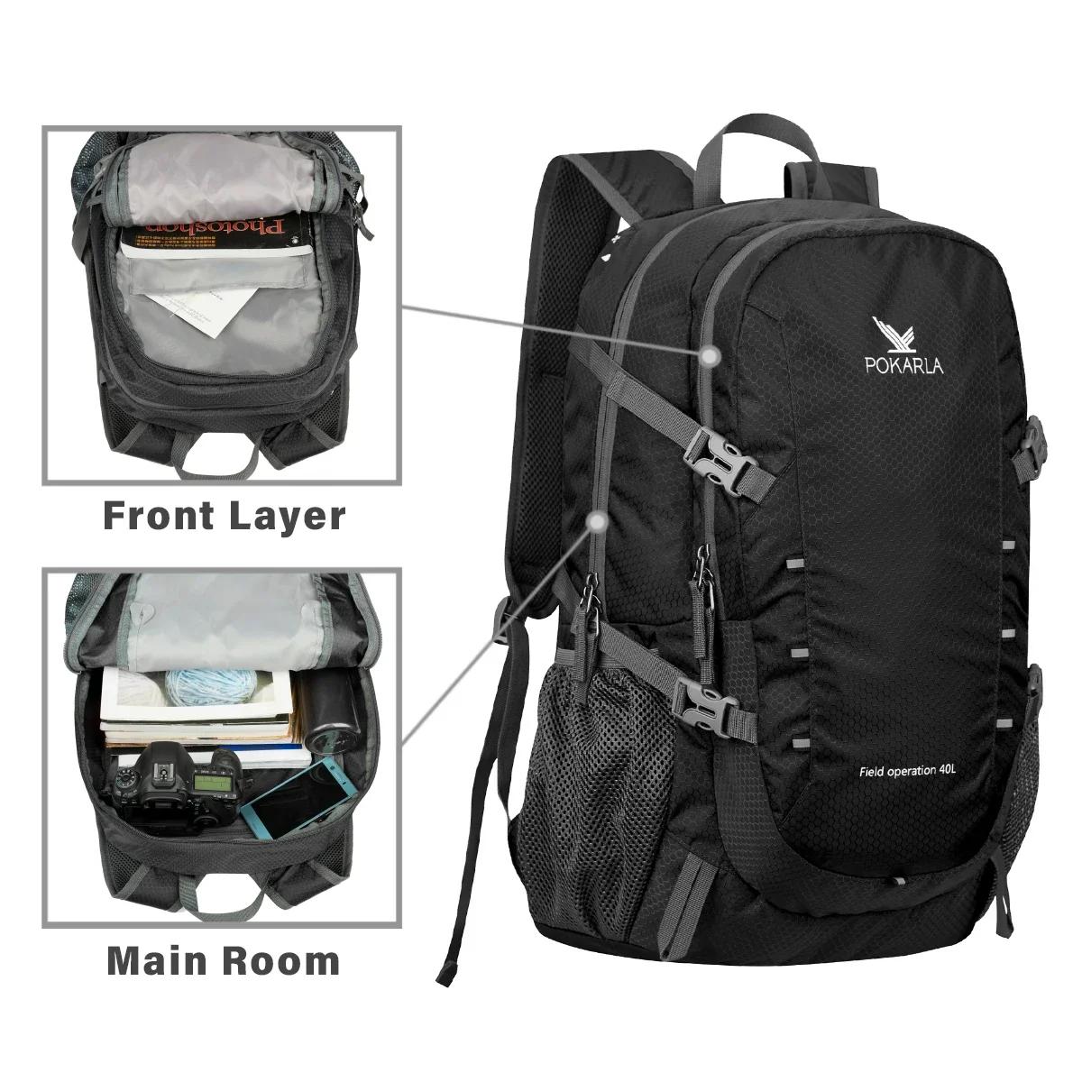Sac à dos de voyage 40L, imperméable, léger, pliable, pour randonnée en plein air, camping, sac à do