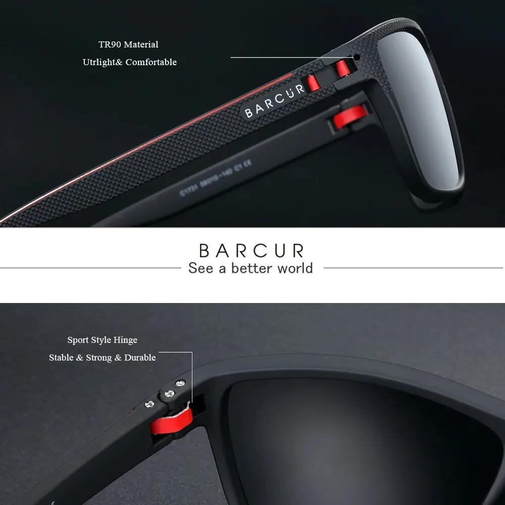 BARCUR Design-Lunettes de soleil polarisées TR90 pour homme et femme, accessoire de sport léger, pro