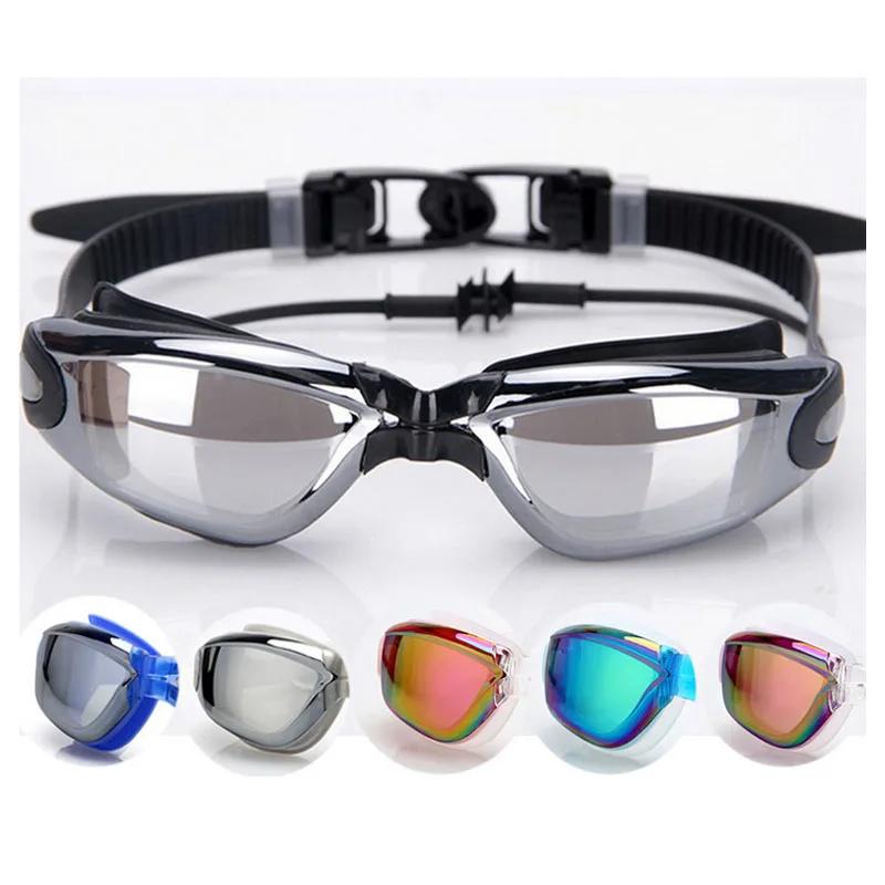 Lunettes de natation myopie pour adultes, bouchon d'oreille, anti-buée, HD, lunettes de natation pro