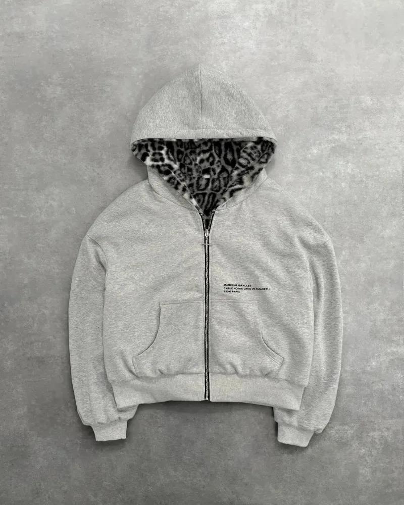 Vêtements léopard double face en automne et en hiver, original Kuaku rétro élégant, sweat à capuche