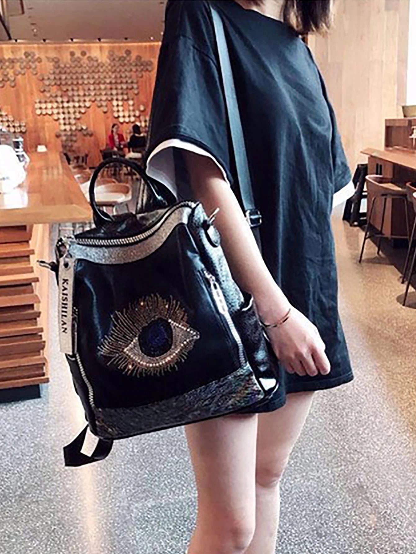 Sac à dos clouté de diamants à la mode et à la mode, sac à dos polyvalent décontracté de grande capa