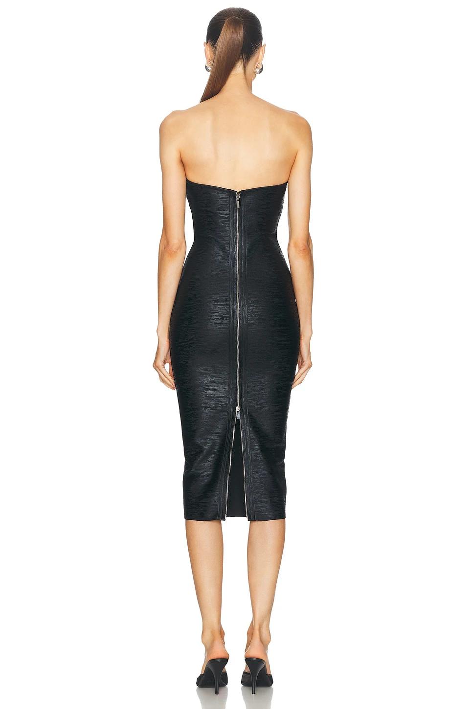 Robe à bandes moulante sans bretelles pour femmes, couleur feuille noire, Sexy, mode, soirée, fête d