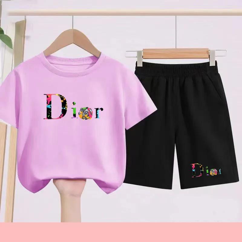T-shirt de sport noir pour enfants de 3 à 12 ans, ensemble de vêtements de sport, short, ensemble de