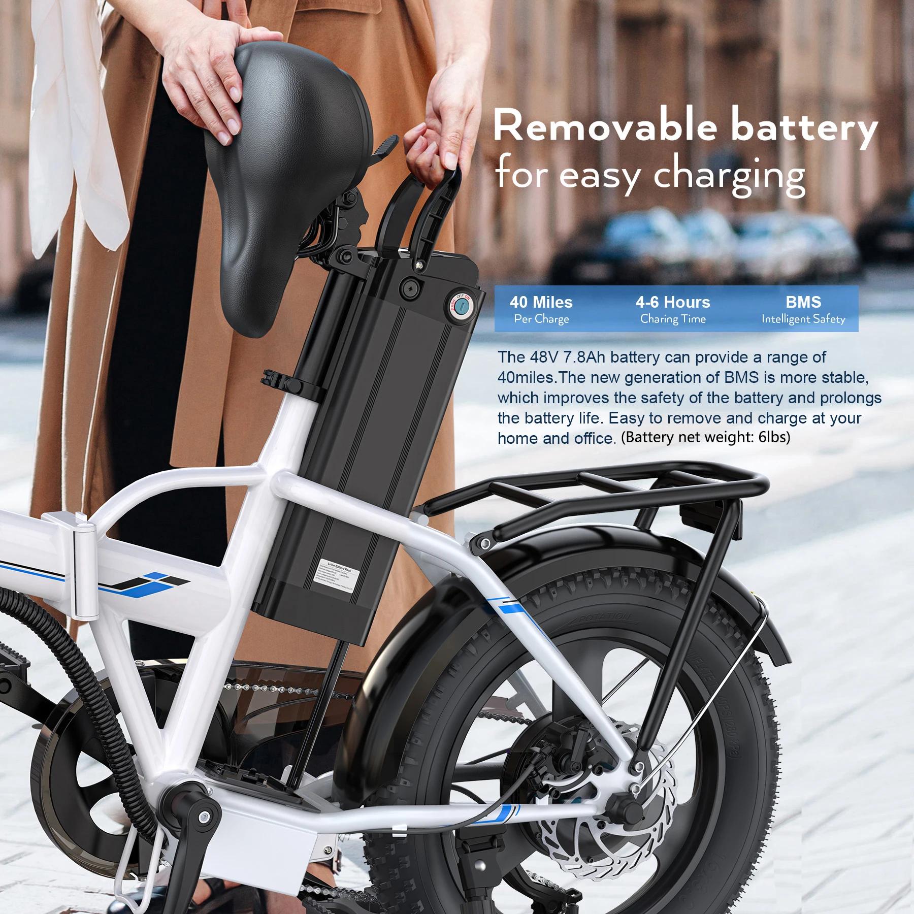 Vélo électrique Vivi Gopina 16" x 3.0 Fat Tire, avec 350 W, batterie amovible 48 V, 20 mph, jusqu'à
