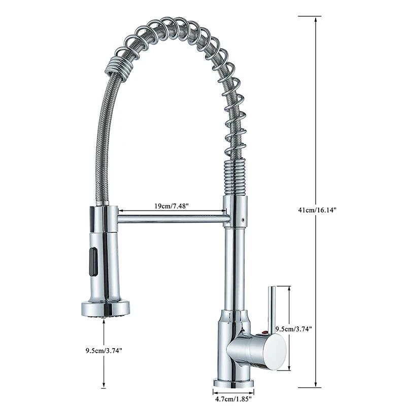Robinets de cuisine extractibles à ressort, tête de pulvérisation, robinet d'eau chaude et froide, R