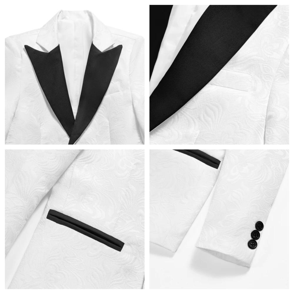 Ensemble de costume Jacquard noir formel, 4 pièces, tenue porteur de bague de mariage, beaux costume