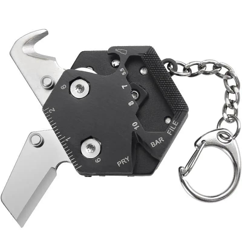 Pièce hexagonale multifonctionnelle pour l'extérieur, outil EDC, couteau à monnaie pliant, porte-clé