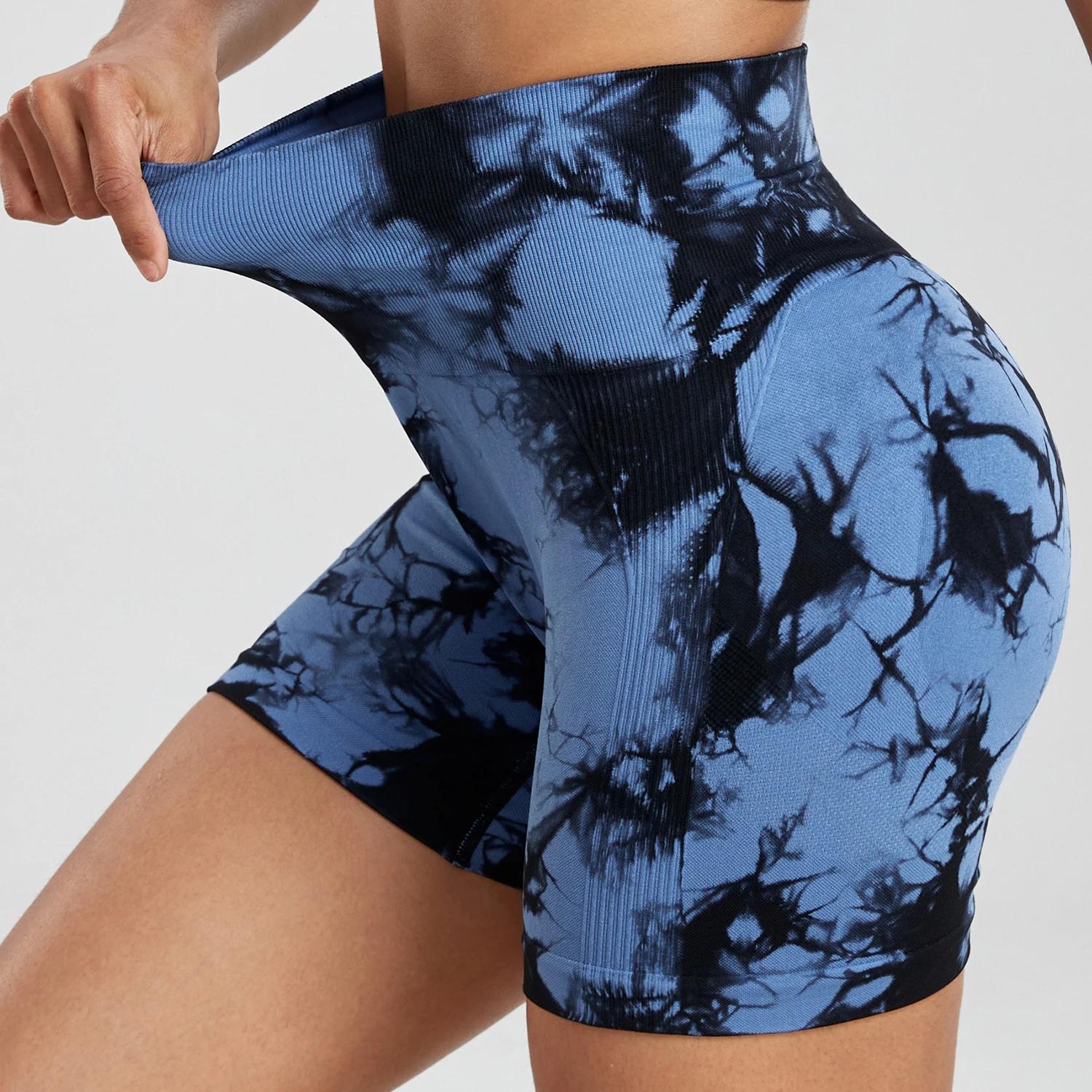 Short d'été teint par nouage pour femme, Fitness, sans couture, taille haute, short de Sport, course