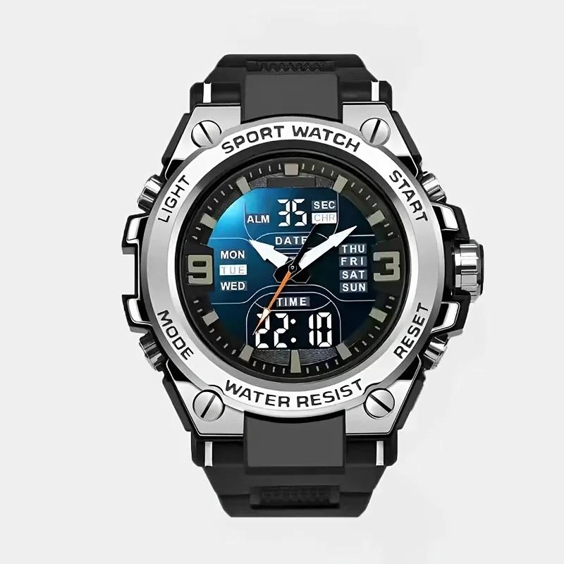 Montre de sport numérique pour hommes, réveil, chronométrage, fonction date, boîtier en alliage, par
