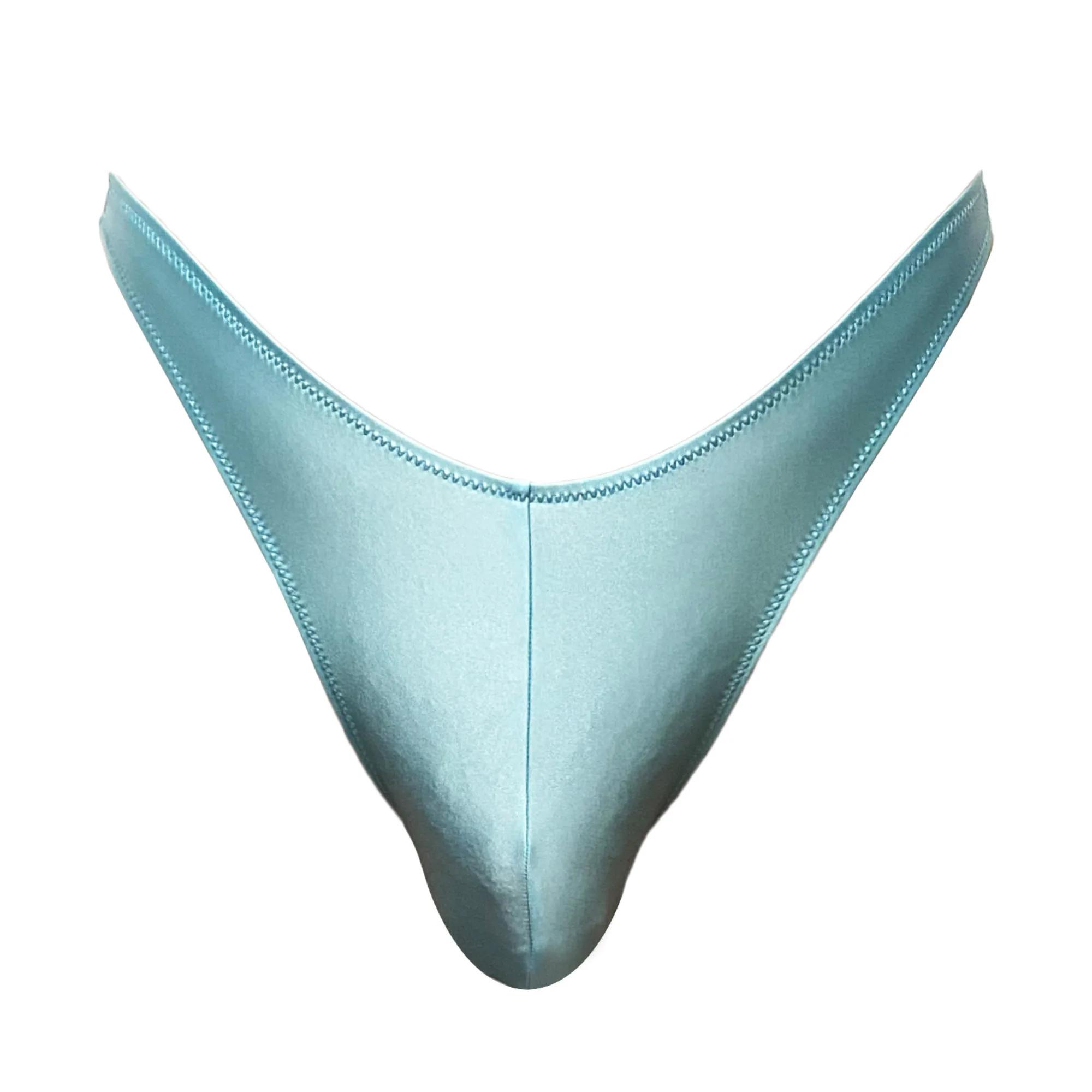 String pour hommes taille basse en satin brillant - Sous-vêtement V-shape confortable et stylé