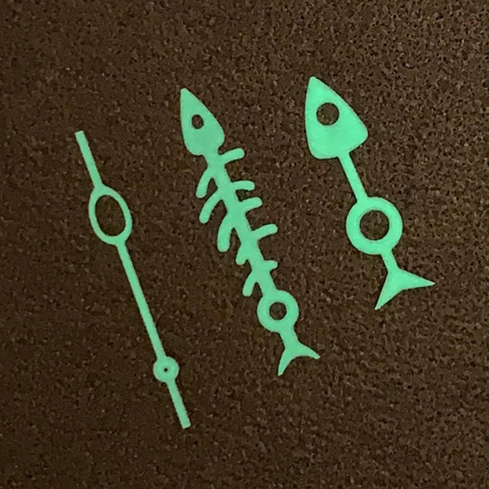 Aiguilles en acier pour montres, aiguilles en os de poisson, pointeur vert lumineux, pièce de rechan