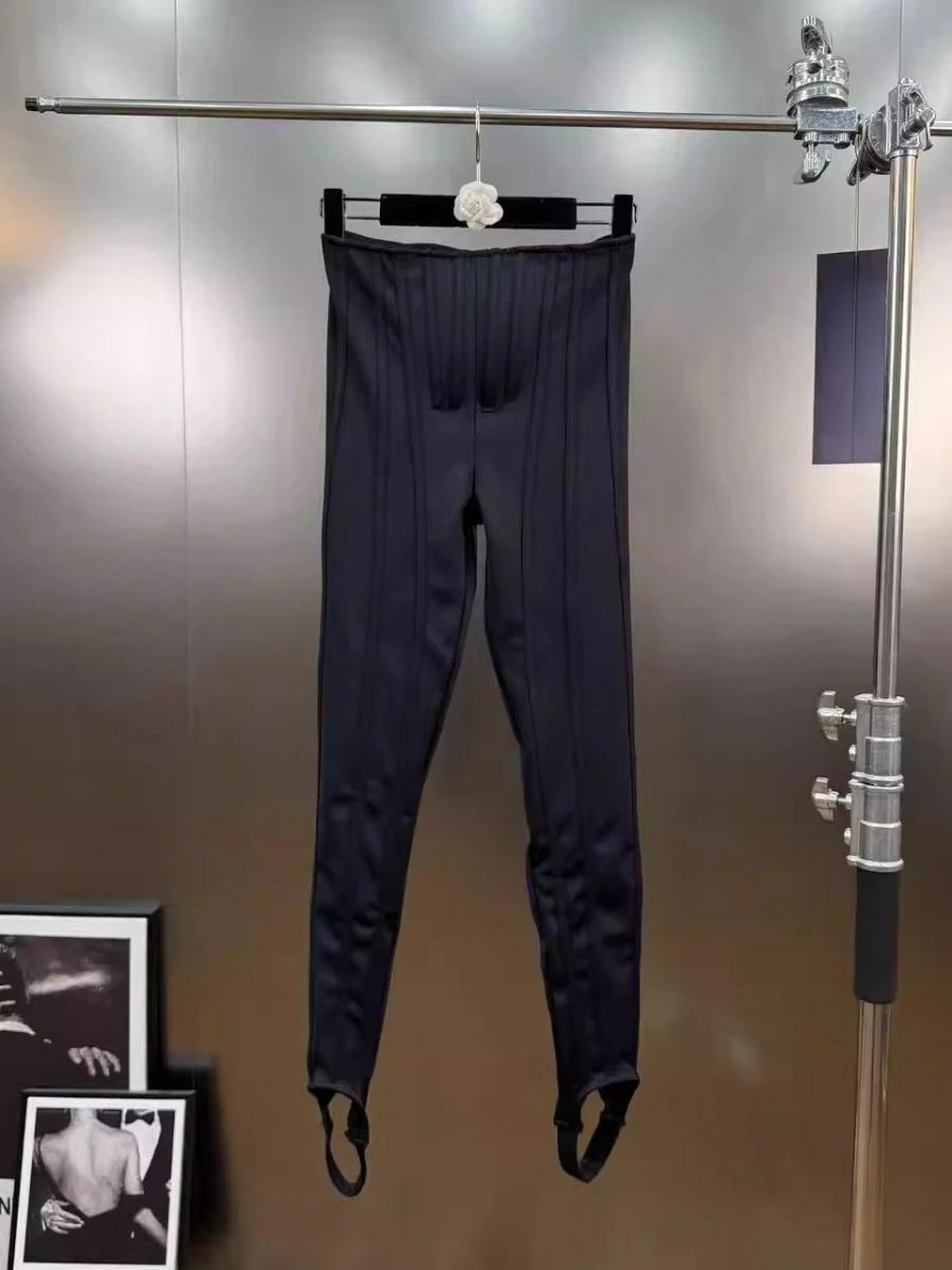 CHICEVER solide épissé plis Chic pantalon femme taille haute minceur Streetwear Design femmes pantal