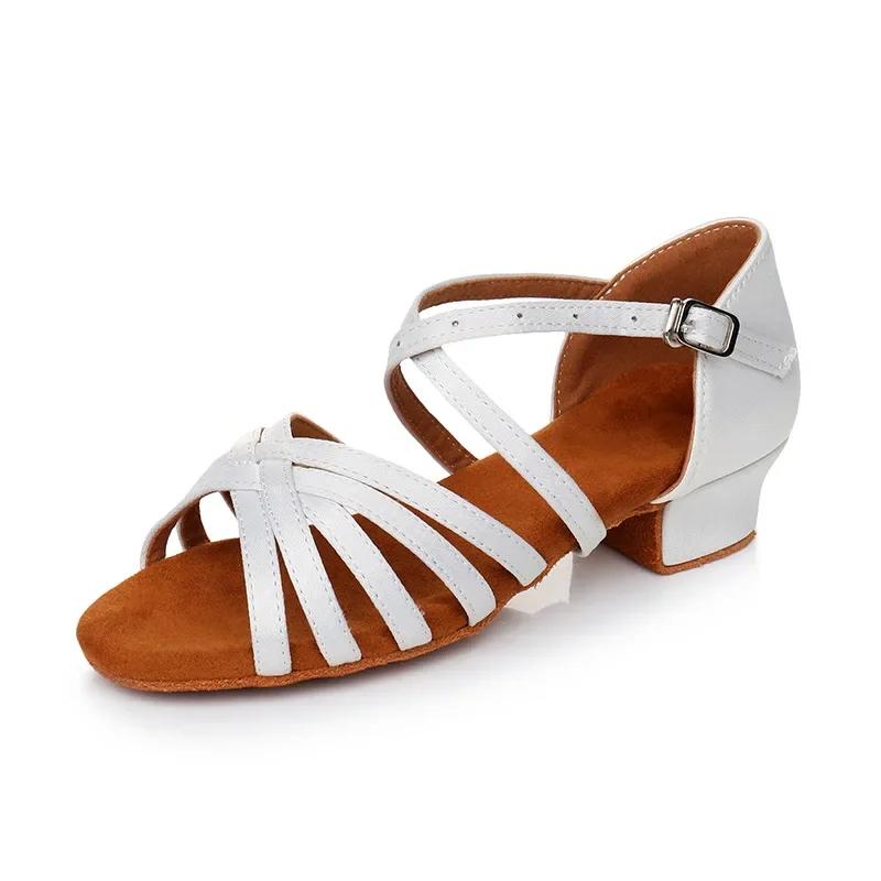 Chaussures danse latine enfants adultes - Baskets fond souple talon moyen 3,5 cm salon filles