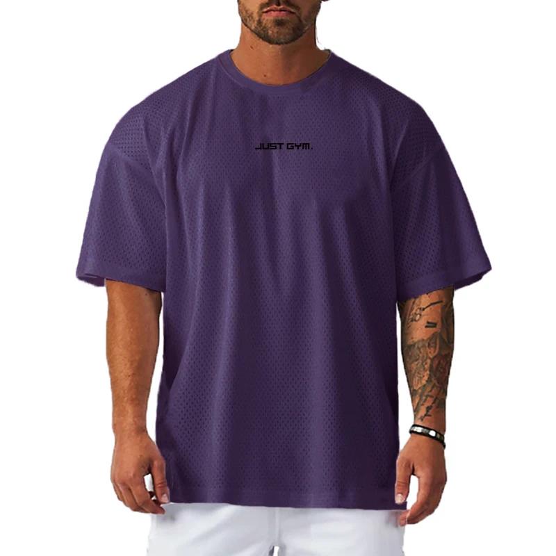 T-shirt de sport pour homme, respirant, à séchage rapide, à manches courtes, en maille, pour la musc