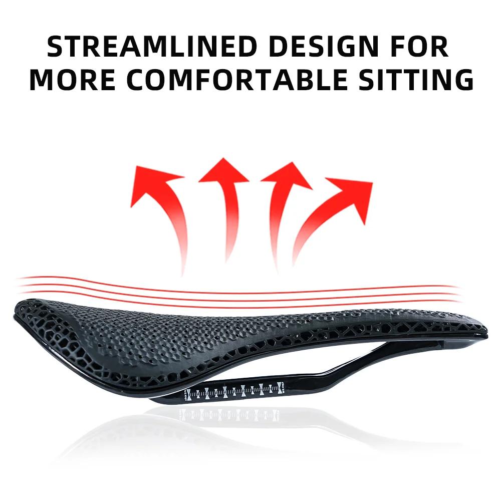 Selle carbone VTT route gravier ONIRII imprimée 3D légère antichoc pour vélo pliant