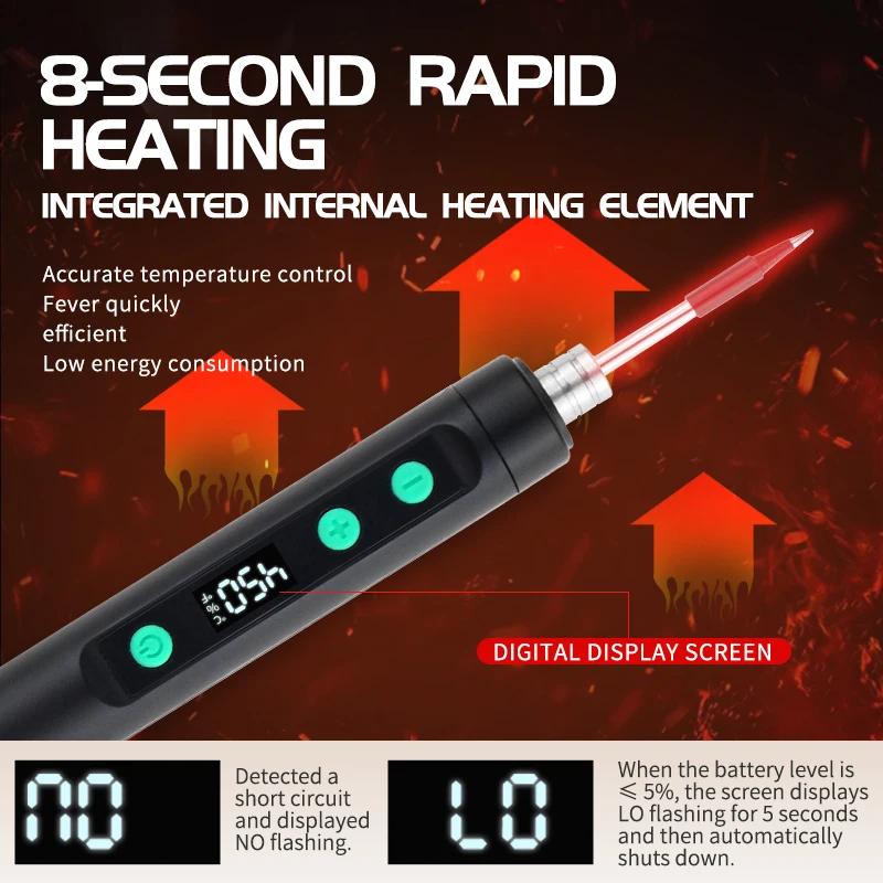 Fer à souder sans fil JCD Portable 180-450 ° Kit de soudage USB-5134 avec batterie intégrée à tempér