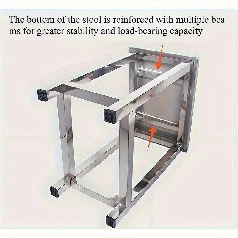 Tabouret carré en acier inoxydable, tabouret à langer pour chaussures de salle blanche, tabouret de