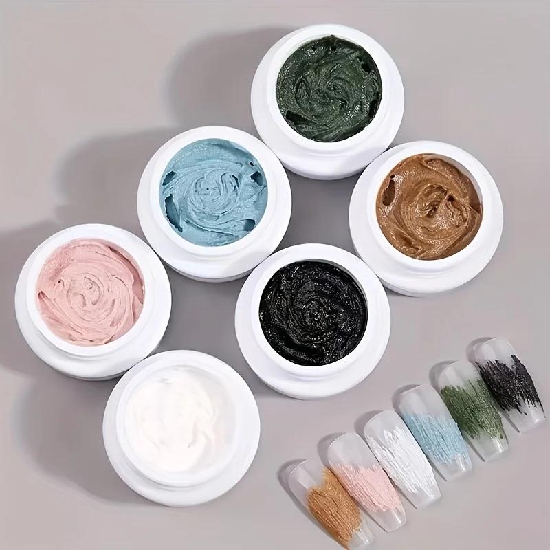 6 couleurs Gel Nail Art plâtre effet 3D sable Texture pas besoin couche de finition Gel vernis UV ve