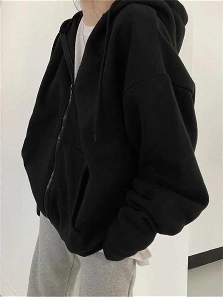 Sweat à capuche zippé à manches longues pour femmes, sweats à capuche décontractés, Streetwear Y2K,