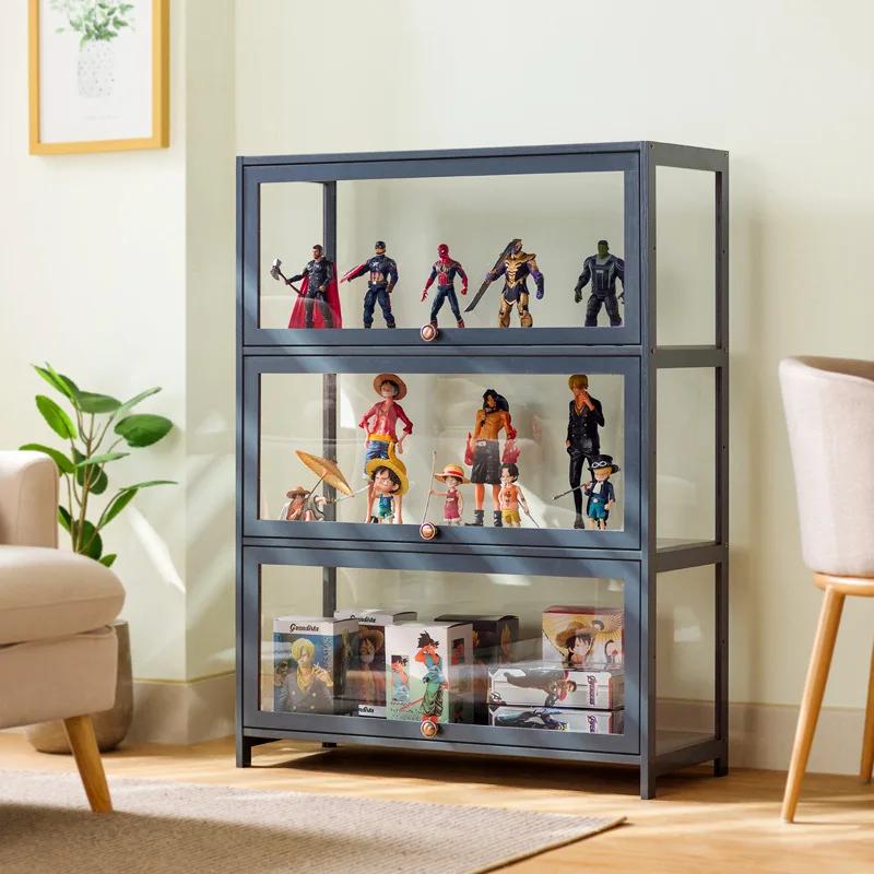 Vitrine faite à la main, vitrine transparente anti-poussière en imitation verre, boîte de rangement