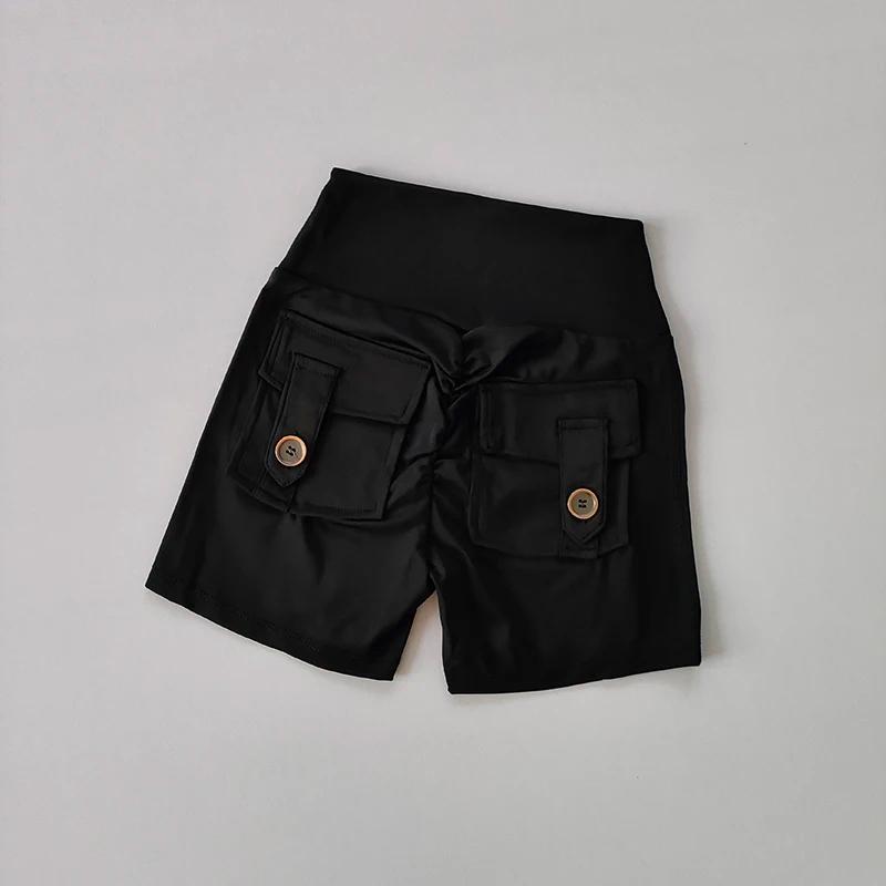 Short fitness taille haute sans couture femme - Pantalon levage hanche serré sport course danse