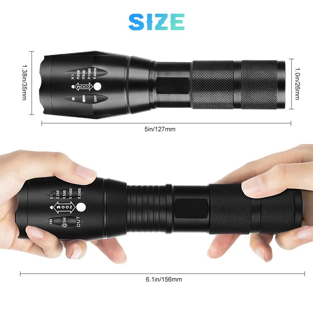 Lampe de poche LED étanche pour camping en plein air, lampe de poche injuste, torche portable, trava