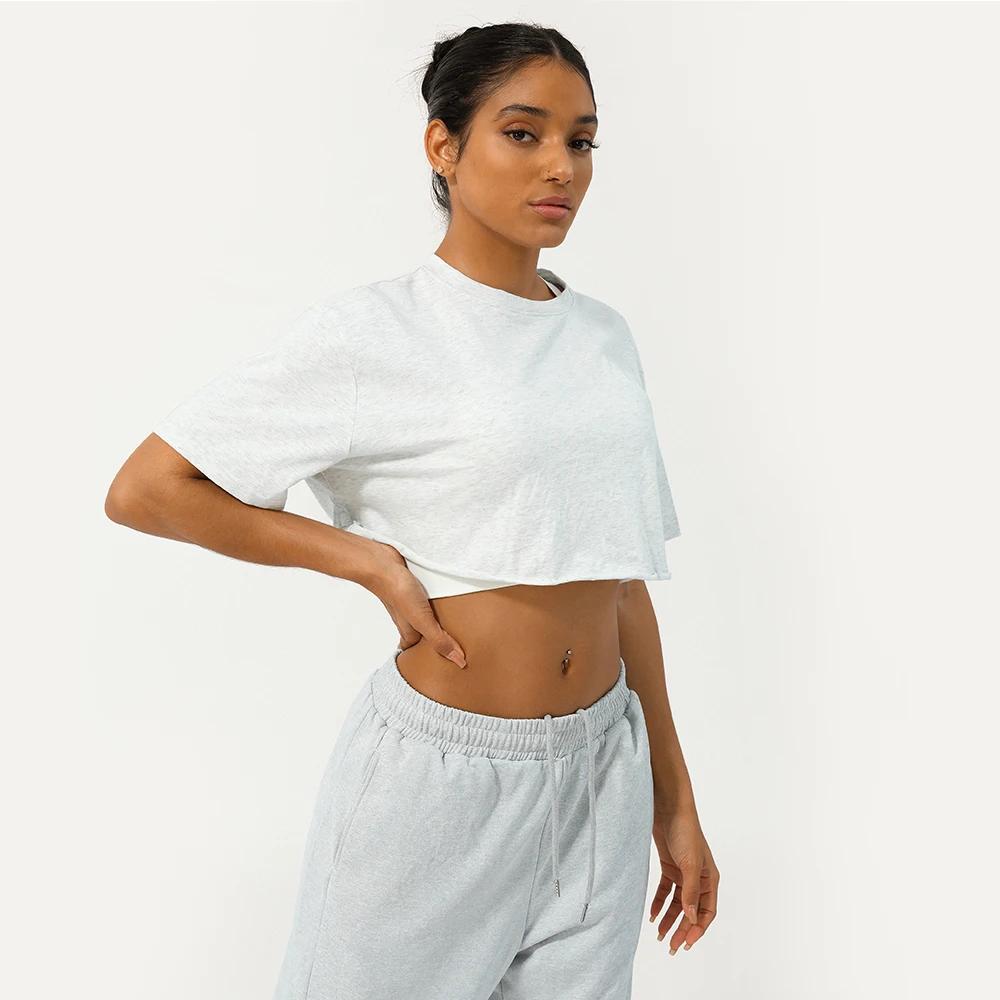 Haut court de Fitness pour femmes, chemise de course douce à manches courtes, vêtements de Yoga, T-S