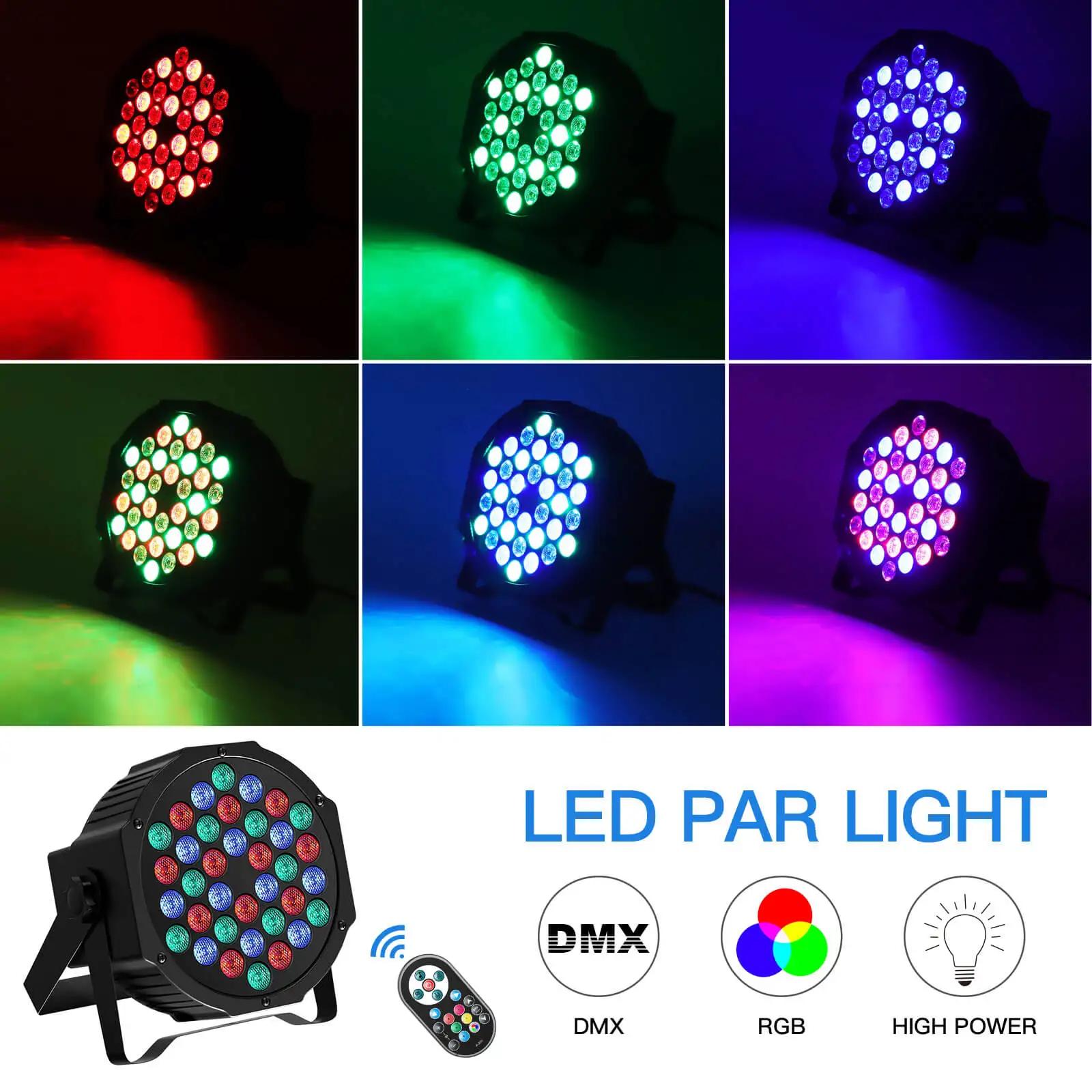 U'King 2 pièces lumière de fête Par lumière 36 LED RGB DMX effet de scène éclairage scène plat Par é