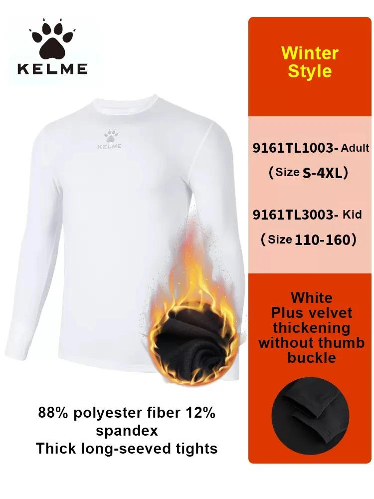 Collants KELME en peluche de compression pour hommes - Chaleur et séchage rapide pour fitness