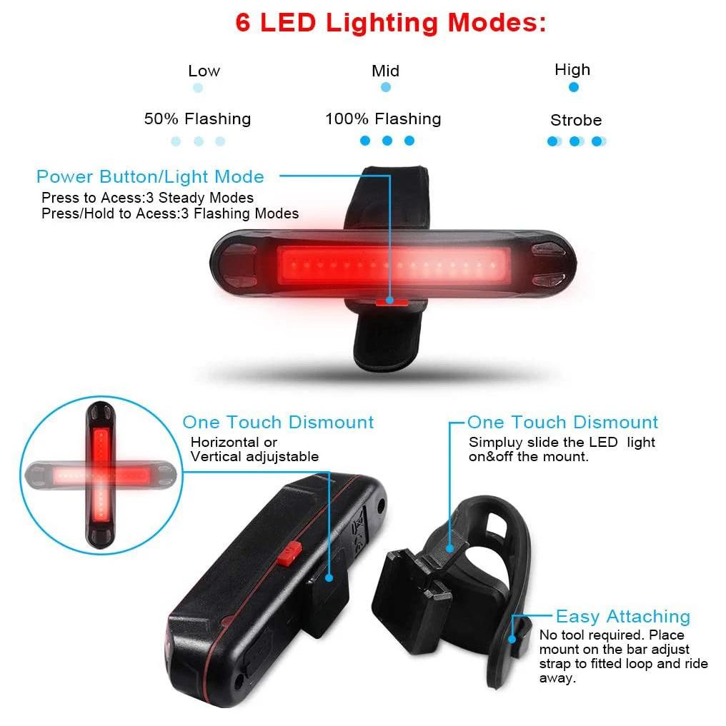 Lumière de frein de vélo Flash Usb Feu arrière Dossier Vélo Télécommande sans fil de sécurité de vél