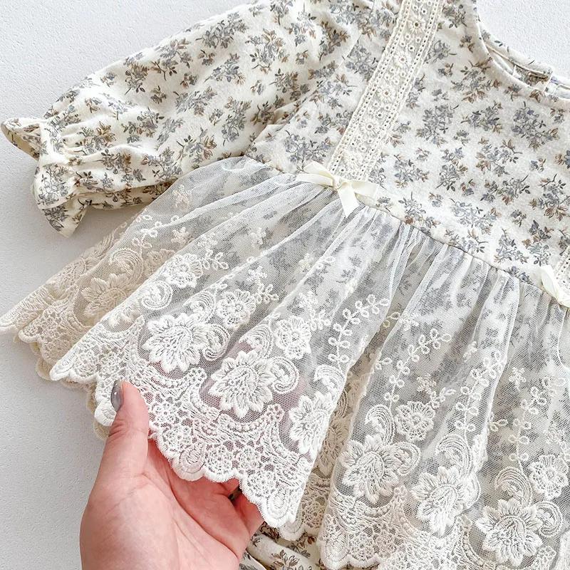 Body + chapeau pour nouveau-né fille, en coton imprimé, couture en dentelle, combinaison pour bébé f