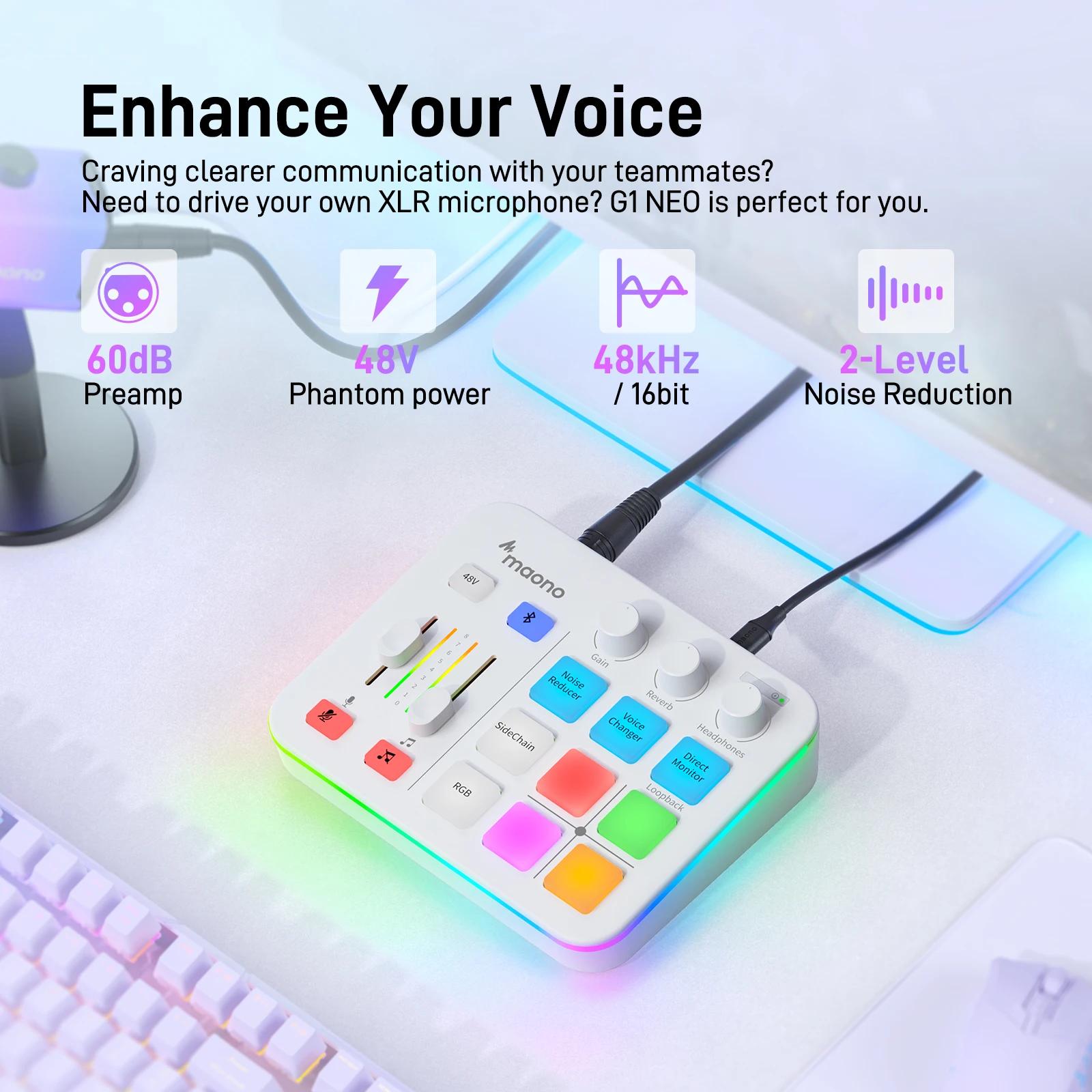 MAONO-G1 NEO Gaming Audio Mall, streaming 4 canaux, effets sonores personnalisés, RVB avec interface