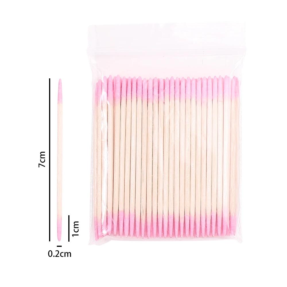 Coton-tige jetable en bois pour ongles, 1/2/5/10 pièces, bâtons de nettoyage à Double tête, poussoir