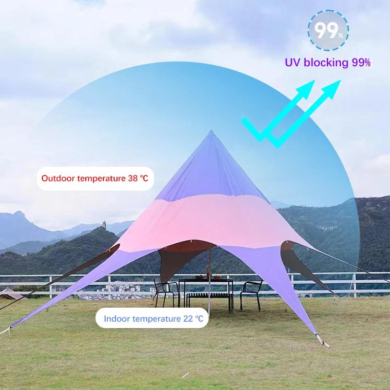 Grande bâche de Camping étanche, étoile hexagonale, abri solaire d'extérieur, tente, pare-soleil, au