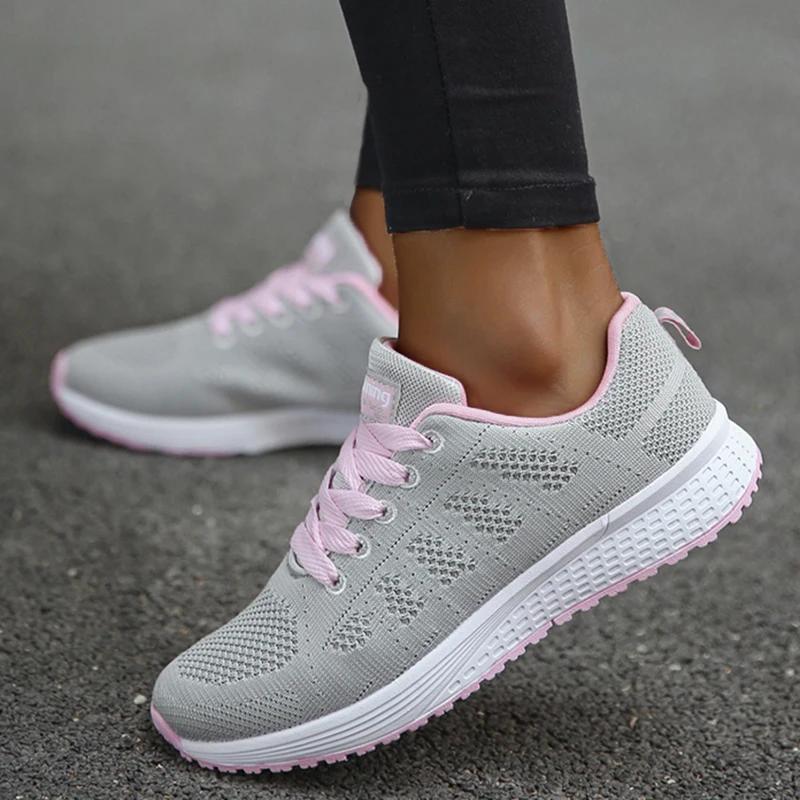 Baskets femme respirantes 2025 nouvelle mode plat en plein air - Chaussures maille tissu à lacets