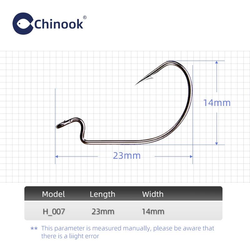 Chinook 20 pièces large ver Texan crochet carbone Offset hameçon basse barbelé carpe crochet de pêch